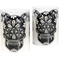 LumaBase Battery Operated Moving Flame Color Changing Sugar Skull LED Candle