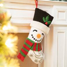 Stockings GlitzHome 20.5"L Santa & Snowman Hooked Stocking Snowman Stocking