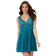 Turquoise - Women Nightgowns Amoureuse Plus Women's Babydoll Gown in Deep Teal Size 2X