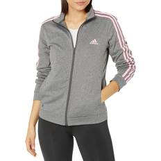 Gray - Women Jackets Adidas Women's Regular Tricot 3-Stripes Track Jacket - Grey Six Melange