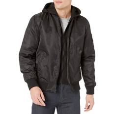 Guess Men Outerwear Guess Men's Hooded Bomber Jacket, black