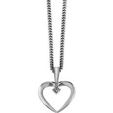 Hvid Charms & Vedhæng Siersbøl 14kt. hvidguldsvedhæng med 0,025ct. w/si inkl. kæd