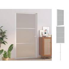 Justérbar Inderdøre vidaXL Dør 102,5 201,5 cm Sikkerhedsglas Mat Glas Og Aluminium Hvid Inderdør Klart glas (x)