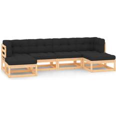 vidaXL 6-Pack Garten-Lounge-Set mit Kissen Massivholz Lounge-Set