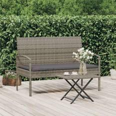 Rattan Sintetico Panchine da Giardino vidaXL Panca Con Cuscino Grigia 105 cm In Polyrattan Panchina da Giardino