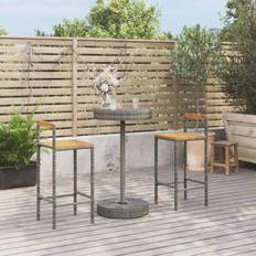 Bargruppen vidaXL 3-Tlg Gartenbar-Set Poly Rattan & Massivholz Akazie Bargruppe