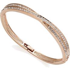 Jones Rose gold plated crossover bangle created with zircondiaÂ crystals