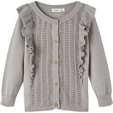 98/104 Trøjer Børnetøj Lil'Atelier Atelier Mini Long Sleeve Knitted Cardigan - Wet Weather