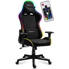 Chaises de jeu Huzaro Chaise gaming FORCE 6.2 Tissu LED RVB, Chaise Bureau, Pc Gaming, Ergonomique, Coussin Lombaire Têtière, Réglable, Pivotant Noir