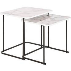 Indskudsborde på tilbud Dkd Home Decor Set of 2 White Black Metal MDF Nesting Table