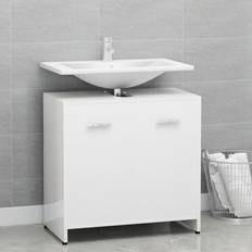 vidaXL Badeværelsesskab 60 x 33 x 61 cm Konstrueret Træ Hvid Højglans