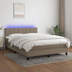 Senge & Madrasser vidaXL LED-lys stof gråbrun Kontinentalseng