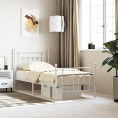Beds & Mattresses vidaXL Metal Bed Frame with Footboard 90 x 190 cm