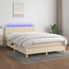 Senge & Madrasser vidaXL LED-lys stof cremefarvet Kontinentalseng