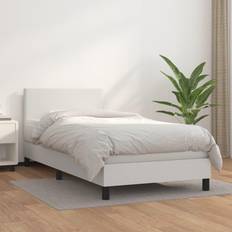 Bianco Letti Continentali vidaXL Giroletto a Molle con Materasso Bianco 90x200 cm in Similpelle Letto Continentale