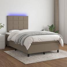 Senge & Madrasser vidaXL LED-lys stof gråbrun Kontinentalseng