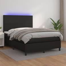 140 cm - Faste Kontinentalsenge vidaXL LED-lys kunstlæder Kontinentalseng