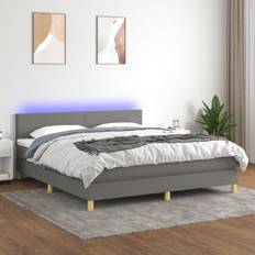 160cm - 7 zonas Camas Continentales vidaXL Box Spring Con Colchón Y LED Tela Gris Oscuro 160x200 cm Cama Continental