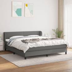 Letti Continentali vidaXL Giroletto A Molle Con Materasso Grigio Scuro 160x200 cm Tessuto Cod Mxl 38210 Letto Continentale