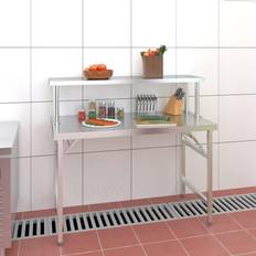 Fregaderos con escurridor on sale vidaXL Mesa De Trabajo Para Cocina Con Estante Acero Inox 120x60x115 cm