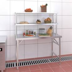 Acero Inoxidable Fregaderos de cocina vidaXL Mesa De Trabajo Para Cocina Acero Inox 120x60x145cm