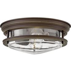 Bronze Plafonniers Elstead Lighting Hadrian 2-Light Flush Mount - Clear Glass - Oil Rubbed Bronze 2xE27 IP44 305 mm Dimmbar Plafonnier