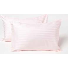 Homescapes Cotton Stripe 330 Thread Count, 2 Pillow Case Pink