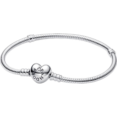 Moments Heart Clasp Snake Chain Bracelet - Silver