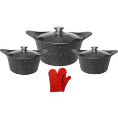 Kasseroller & Stegepander Cheffinger 6 tlg ASIA Aluguss 2 Set mit Klappe 3 teile
