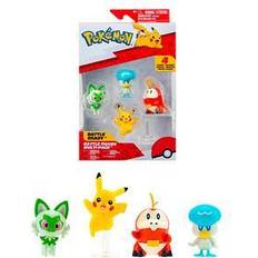 Pokémon PKW3402 – Battle Figure Multipack – 4-pack med Pikachu, krokel, Kwaks, Felori, officiella detaljerade figurer, 5 cm vardera