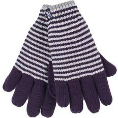 Purple Mittens Heat Holders WoMens Striped Fleece Lined Thermal Gloves Purple