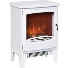 Homcom Led elektrokamin standkamin mit flammeneffekt 900/1800w weiß