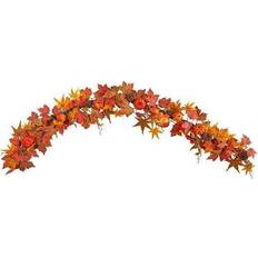 Flores Nearly Natural W1222 6 Autumn Maple Leaf Pumpkin Gourd Garland