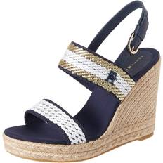 Femme Espadrilles Tommy Hilfiger Golden Webbing Wedge FW0FW07089 - Bleu Marine