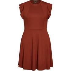 City Chic Frill Shoulder Dress - Ginger