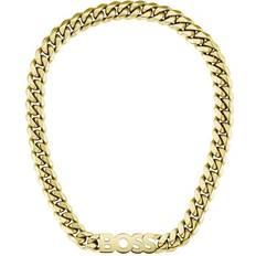 HUGO BOSS Integrated Logo Curb Chain Necklace - Gold