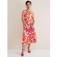 Pink and orange dress Phase Eight Yas Twist Neck Dress, Pink/Orange