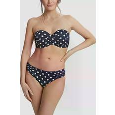 White Bikinis Panache Anya Riva Spot Twist Bandeau Bikini Top, Navy/Vanilla