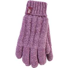 Pink Mittens Heat Holders Ladies Fleece Lined Cable Knit 2.3 Tog Thermal Gloves