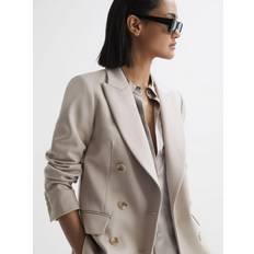 Cashmere Blazers Reiss Womens Neutral Astrid Double-breasted Peak-lapel Wool Blazer