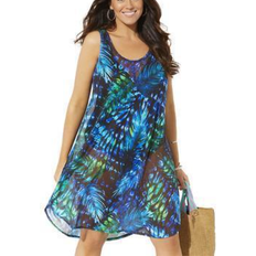 Swimsuits For All Women's Quincy Mesh High Low Cover Up Tunic Plus Size - Green Palm