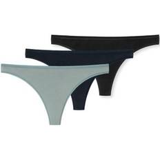 Schiesser 95-5 Organic Cotton Thong 3-pack - Black/Blue