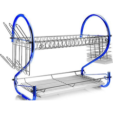 MegaChef 16 Inch Two Shelf Iron Wire Dish Rack in Blue Escurridor de Platos 30.5cm