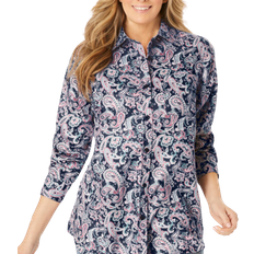 Paisley Tops Woman Within Soft Sueded Moleskin Shirt Plus Size - Navy Paisley