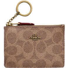 Coach Mini Skinny Id Case In Colorblock Signature Canvas - Brass/Tan/Rust