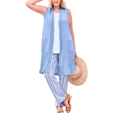 Woman Within Clothing Woman Within Lightweight Linen Vest Plus Size - French Blue