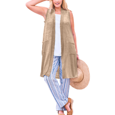 Woman Within Clothing Woman Within Lightweight Linen Vest Plus Size - New Khaki