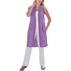 Woman Within Clothing Woman Within Lightweight Linen Vest Plus Size - Pretty Violet