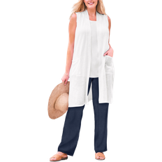 Woman Within Women Clothing Woman Within Lightweight Linen Vest Plus Size - White