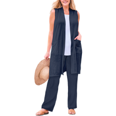 Woman Within Clothing Woman Within Lightweight Linen Vest Plus Size - Navy